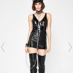 black vinyl bodysuit